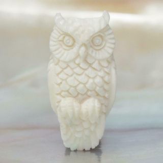 Bovine Buffalo Bone Owl Art - Carving Sculpture Focal Bead Handmade 2.  40 G