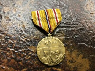 Wwii Usa Asiatic Pacific Campaign Medal With Lapel Pin & Military Ww2