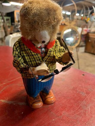 1950s Alps Japan Tin Wind Up 7 " Bruno The Spectacle Bear