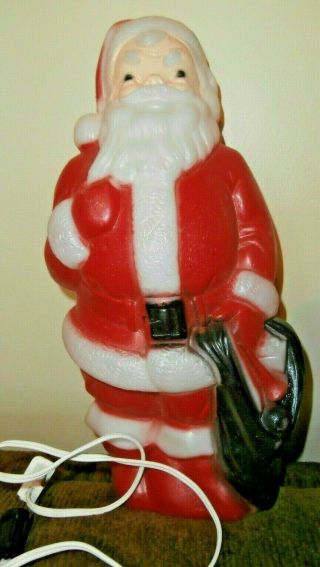 Vintage 1968 Empire Plastic Santa Blow Mold With Cord 12 " Tall