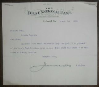 1902 Letterhead Missouri St Joseph The First National Bank