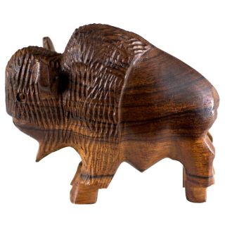 Unique Hand Carved Ironwood Bison Buffalo Figurine Wood Carving 3 To 3.  5 " Long