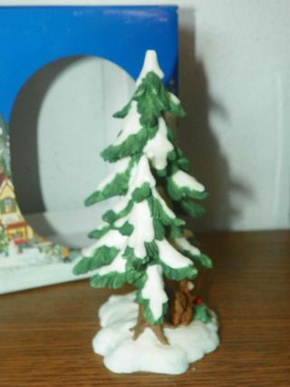 Christmas Heartland Valley Village Snow Covered Pine Trees & Squirrel Figurine 3