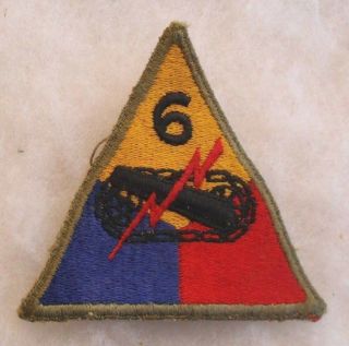 Mostly Greenback Wwii 6th Armor Div Triangle Patch Od Border Off An Ike Eto Unit