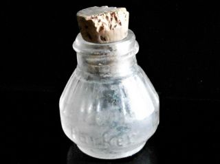 Tiny Old Parker Quink Ink Bottle - Double Impression On Glass - Screw Top
