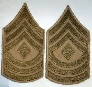 Embroidered On Twill Ww2 Us Army First Sergeant Chevrons Unissued