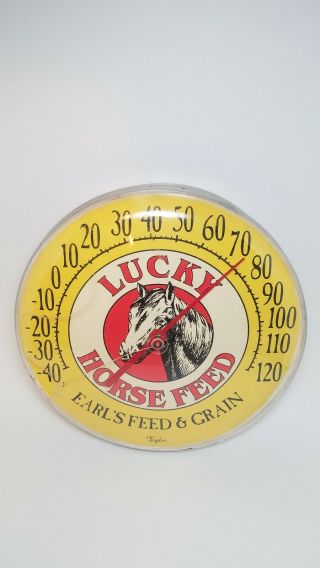 Lucky Horse Feed 12 " Thermometer Farm Seed Sign