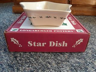 Longaberger Pottery Star Dish Traditional Holly 30592