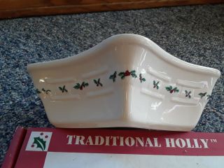 Longaberger pottery star dish traditional holly 30592 2