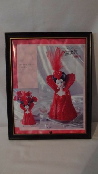 Enesco 1995 Bob Mackie Mattel Barbie Queen Of Hearts Head Vase and Picture H863 2