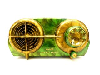 Vintage 1940s Atomic Designed Art Deco & Swirled Catalin Colors Bakelite Radio