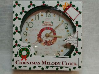 Mark Feldstein Christmas Holiday Melody Musical Wall Clock 12 Different Carols