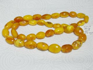 D1 Vintage Natural Baltic Butterscotch Eggyolk Amber Necklace Oval Beads 92.  1 g 3