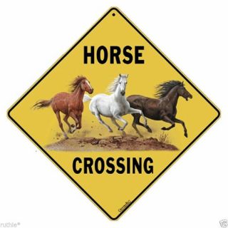 Horse Metal Crossing Sign 16 1/2 " X 16 1/2 " (hanging) Diamond Shape Usa 103
