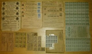 Wwii War Ration Books 1,  2,  3,  4,  Fuel Ration And Mileage Ration Stamps