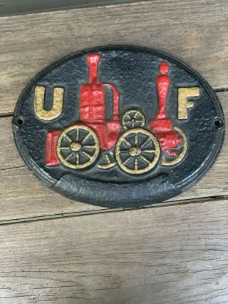 Virginia Metalcrafters United Fire Steam Engine Cast Iron Plaque
