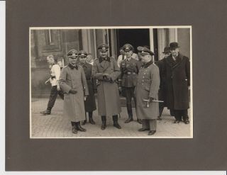 Large 7 " X 5 " Ww2 German Photo Of A General And His Staff.  Dress Dagger.