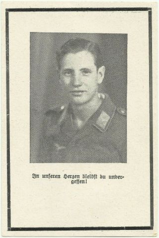 German Death Card - Xx Gunner 17 Years – Fortress Modlin Poland 10.  1944 Kia