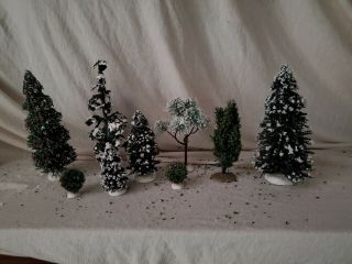 Lemax Christmas Village Trees.  Assorted Sizes 9 Total