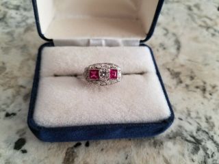Vintage Art Deco Diamond And Ruby Ring