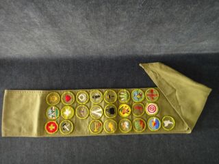 Vintage Bsa Boy Scout Sash With 24 Merit Badges 2