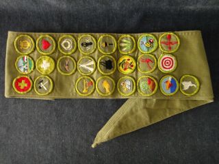 Vintage BSA Boy Scout Sash with 24 Merit Badges 2 2