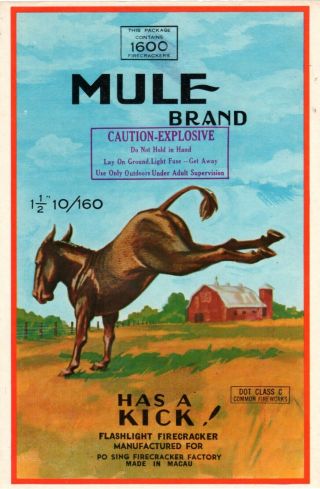 Mule Brand Firecracker Brick Label,  Class 5,  10/160 