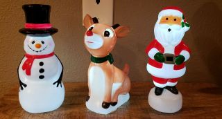Rudolph Red Nosed Reindeer,  Santa & Snowman Figures Lighted.  Product 2011