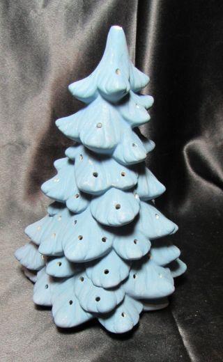 Blue Ceramic Christmas Tree 10 Inches Tall W Some Glitter