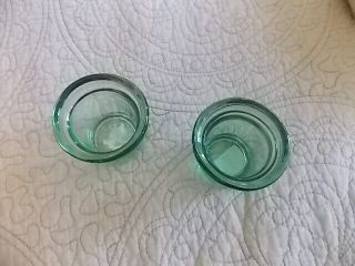 Vintage Set Of 2 Green Glass Votive Holders Italglass Usa Thick Glass