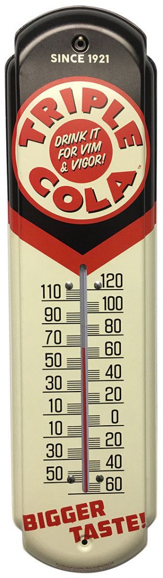 Triple Cola Soda Thermometer Vintage Old Style Metal Sign
