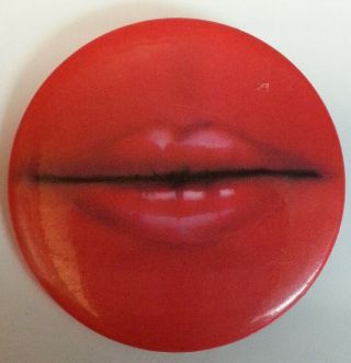 Vintage Lisa Frank Red Lipstick Lips Hat Pin Pinback Button 1980 