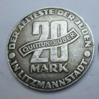 German Ww 2 Coin - 20 Mark Litzmannstadt - Rare