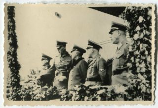German Wwii Small Size Photo: Group Of Officers At Rostrum,  Agfa Paper