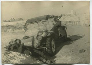 Wwii Large Size Photo: Abandoned German Light Armoured Car,  Stalingrad Campaign