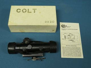 Colt 3x20 Vintage Rifle Scope W/carry Handle Mount W/ Box