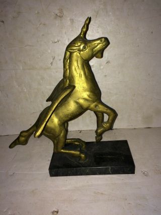 Vintage Winged Unicorn Brass Bronze Statue,  50s/60s Golden Retriever Dog Bookends