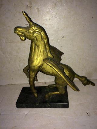 Vintage Winged Unicorn Brass Bronze Statue,  50s/60s Golden Retriever Dog Bookends 2