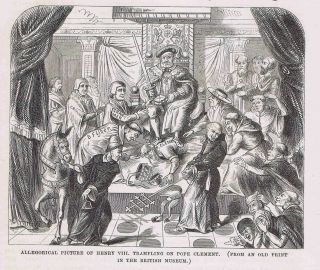 Allegory Of Henry Viii Trampling On Pope Clement - 1878 Page Of English History