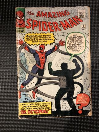 The Spider - Man 3 (1963 1st Series) 1st App Of Doc Ock Marvel