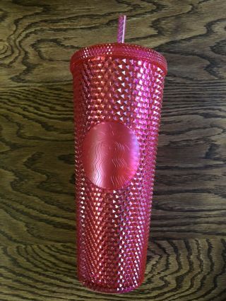 Starbucks Hot Pink Tumbler Studded Limited Edition Holiday 2019 24oz