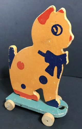 Vintage 1930s Or 40s? Wood Cat Or Kitten Pull Toy - Poll Parrot Shoes Premium?