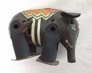 Vintage Tin Elephant Circus Wind Up Toy Jiggles And Wiggles