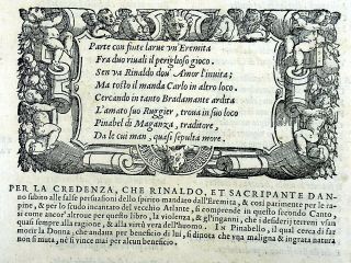 1558 Woodcut Leaf From Ludovico Ariosto From Orlando Furioso - Canto Secondo