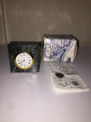 Vintage Leeman Designs Marble Mini Quartz Clock Paper Weight Desk Office