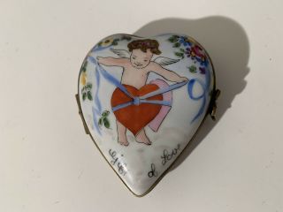Limoges France Trinket Box Heart Shape Gift Of Love 2 ¾” X 2 ¼”