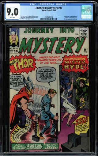 Journey Into Mystery 99 Cgc 9.  0 White Origin And 1st App Mister Hyde 2037501010
