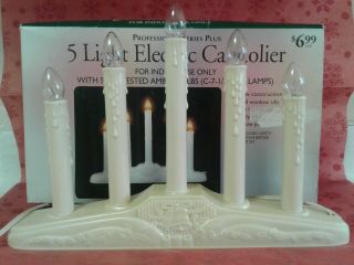 Vintage 5 Electric Light Candolier Christmas Candles Candelabra W/original Box