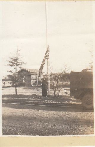 Wwii Snapshot Photo American Gis Raising Us Flag In Occupied Japan 44