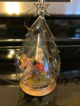 1992 Fontanini Nativity Figure/ Ornament - Italy Blown Glass Christmas Tree Dome